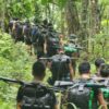 (မယ်စဲ့မြို့နယ် စစ်ရေးတစ်နေရာ၌ တွေ့ရသော ကရင်နီတပ်ပေါင်းမှ ရဲဘော်များ။ ဓာတ်ပုံ - CJ)