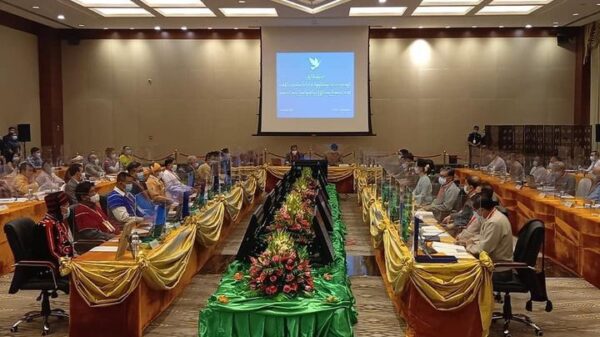 (ကိုးကြိမ်မြောက် တစ်နိုင်ငံလုံးပစ်ခတ်တိုက်ခိုက်မှုရပ်စဲရေးသဘောတူစာချုပ် အကောင်အထည်ဖော်မှုဆိုင်ရာ ညှိနှိုင်းအစည်းအဝေး(JICM)ကို နေပြည်တော်၌ ၂၀၂၀ သြဂုတ် ၁၃ရက်က ကျင်းပနေစဉ်။ ဓာတ်ပုံ - PS)