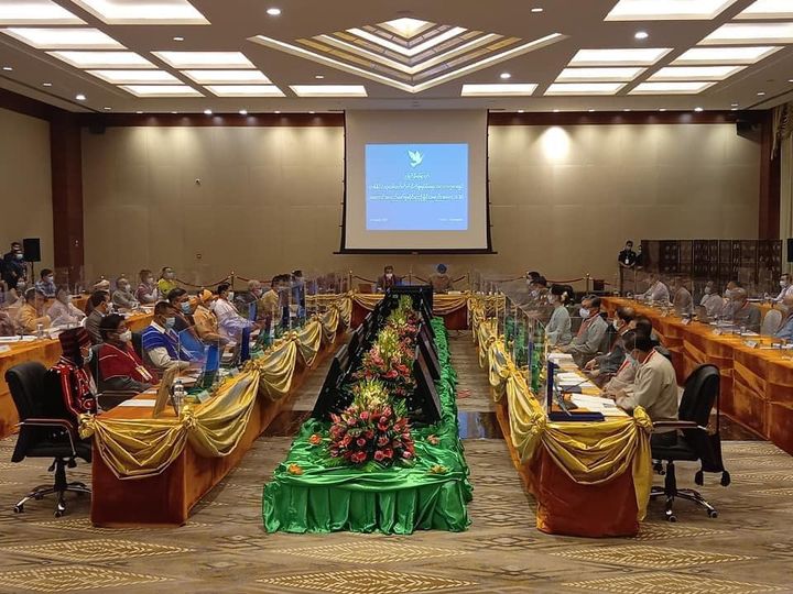 (ကိုးကြိမ်မြောက် တစ်နိုင်ငံလုံးပစ်ခတ်တိုက်ခိုက်မှုရပ်စဲရေးသဘောတူစာချုပ် အကောင်အထည်ဖော်မှုဆိုင်ရာ ညှိနှိုင်းအစည်းအဝေး(JICM)ကို နေပြည်တော်၌ ၂၀၂၀ သြဂုတ် ၁၃ရက်က ကျင်းပနေစဉ်။ ဓာတ်ပုံ - PS)