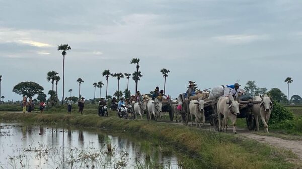(ထွက်ပြေးတိမ်းရှောင်လာရသော ခင်ဦးနယ်မှ ပြည်သူများအား တွေ့ရစဥ်။ ဓာတ်ပုံ - CJ)
