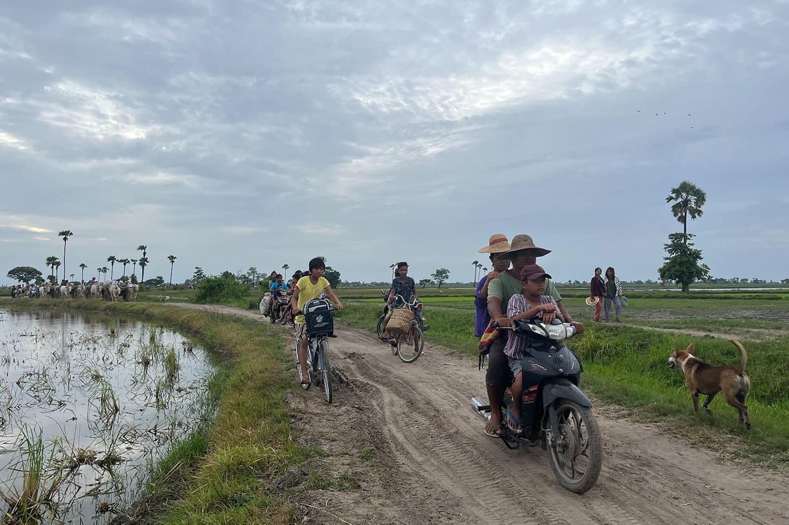 (ထွက်ပြေးတိမ်းရှောင်လာရသော ခင်ဦးနယ်မှ ပြည်သူများအား တွေ့ရစဥ်။ ဓာတ်ပုံ - CJ)