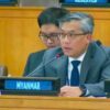 ( (၇၈) ကြိမ်မြောက် ကုလသမဂ္ဂအထွေထွေညီလာခံ၏ တတိယကော်မတီအစည်းအဝေး၌ ဦး​ကျော်မိုးထွန်း​ဆွေး​နွေး​ပြောကြားစဥ်။ဓါတ်ပုံ-PMOMTTUN)