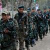 (၂၀၁၂ ဇန်န၀ါရီ ၃၁ရက်က ကျင်းပတဲ့ (၆၃)နှစ်မြောက် ကရင်တော်လှန်ရေးနေ့အခမ်းအနား၌ ကရင်အမျိုးသားအစည်းအရုံး (KNU) တပ်ဖွဲ့ဝင်တွေကို တွေ့ရစဉ်။ ဓာတ်ပုံ - ရိုက်တာ)