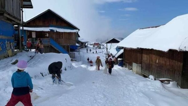 မီးလောင်မှုဖြစ်ခဲ့သည့် ရှိန်းခေါင်ရွာအား ယခင်က တွေ့ရစဥ်။ ဓာတ်ပုံ - Sar Aung Marphang