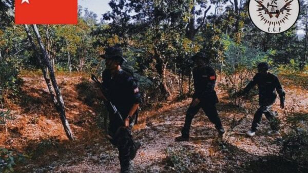 (တစ်နှစ်ပြည့်အခမ်းအနားနှင့် စစ်ရေးလေ့ကျင့်မှုများအား တွေ့ရစဥ်။ ဓာတ်ပုံ-C.G.F)