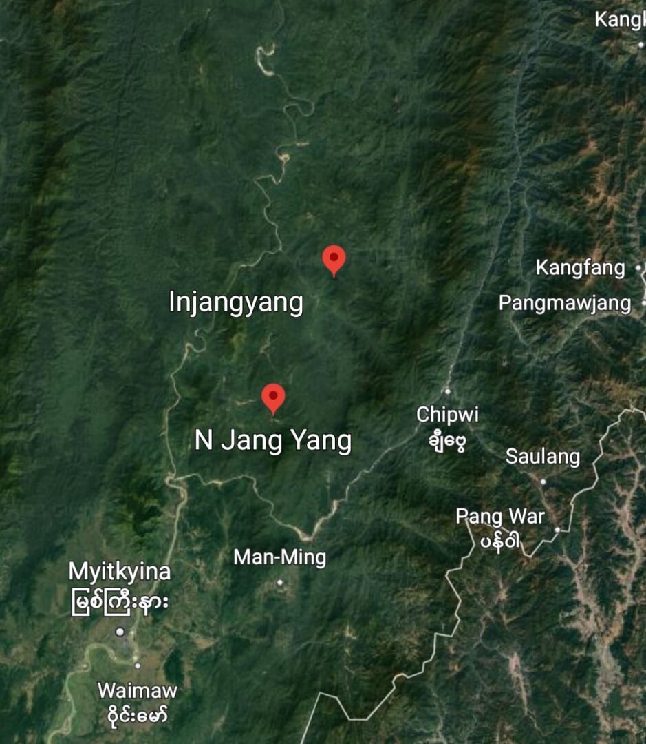 (အင်ဂျန်းယန်မြို့ရှိ စစ်ကောင်စီ၏ ဌာနဆိုင်ရာရုံးတစ်ရုံးနှင့် အင်ဂျန်းယန်မြို့ နယ်ကို Google Earth တွင်တွေ့ရမှု။ ဓာတ်ပုံ - CJ)