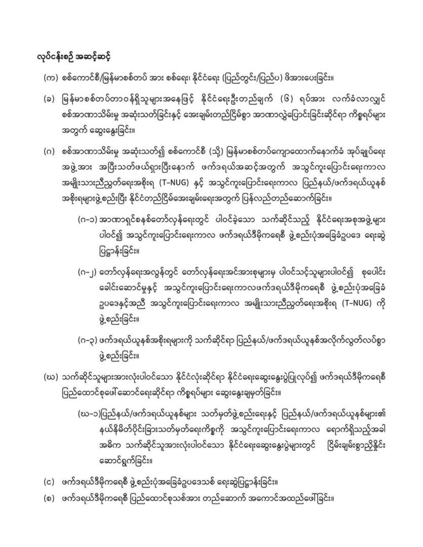 စစ်ကောင်စီအား စစ်ရေး၊ နိုင်ငံရေး ဖိအားပေးပြီးစစ်အာဏာသိမ်းမှုကို ဖယ်ရှားမည်ဟု NUGနှင့် တိုင်းရင်းသားတော်လှန်ရေးတပ်များ ပူးတွဲကြေညာ