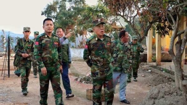 (မန်တုံခလရ(၁၃၀) စခန်းကုန်းအား TNLA၊ NUGနှင့် TPCC တာဝန်ရှိသူများ သွားရောက် ကြည့်ရှုနေစဉ်။ ဓာတ်ပုံ - TNLA)