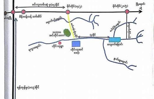 (ဟိုင်းယုကျေးရွာနှင့် ဆင်ဝိုင်းတည်နေရာပြမြေပုံ)