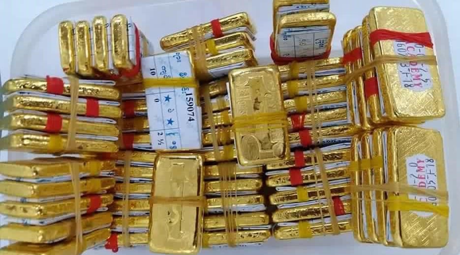 (လက်ရှိပြည်တွင်း​ အ​ခေါက်ရွှေ​ဈေးနှုန်းမှာ သမိုင်းတစ်​လျှောက်အမြင့်ဆုံးအဖြစ်တစ်ကျပ်သားလျင် ကျပ် ၄၅ သိန်းဝန်းကျင်ရှိ နေသည်။ ဓါတ်ပုံ-CJ)