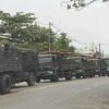 (​ကော့ကရိတ်မ​ရောက်ခင်စစ်ကောင်စီတပ် ယာဥ်တန်းနှင့် ​တော်လှန်​ရေးတပ်များကတိုက်ခိုက်၍ စစ်တပ်ယာဥ်တစ်စီးမီး​လောင်ပျက်စီး​တေစဥ်။ ဓာတ်ပုံ - CJ၊KNU)