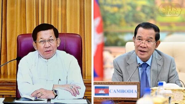 (ဟွန်ဆန်နှင့် အာဏာသိမ်း​ခေါင်း​ဆောင်တို့ ​မေ ၇ ရက်တွင် အွန်လိုင်းမှ​တွေ့ဆုံစဥ်။ဓါတ်ပုံ-ဟွန်ဆန်​ဖေစ်ဘွခ်)