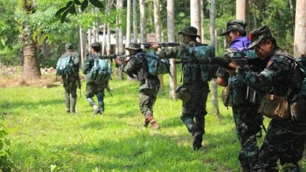 (မြိတ်ခရိုင် ပြည်သူ့ကာကွယ်ရေးပူးပေါင်းစစ်ကြောင်းများတွင်ပါဝင်သော တနင်္သာရီ (ပကဖ)မှ ရဲဘော်အချို့အား တွေ့ရစဥ်။ဓာတ်ပုံ - တနင်္သာရီ-ပကဖ)