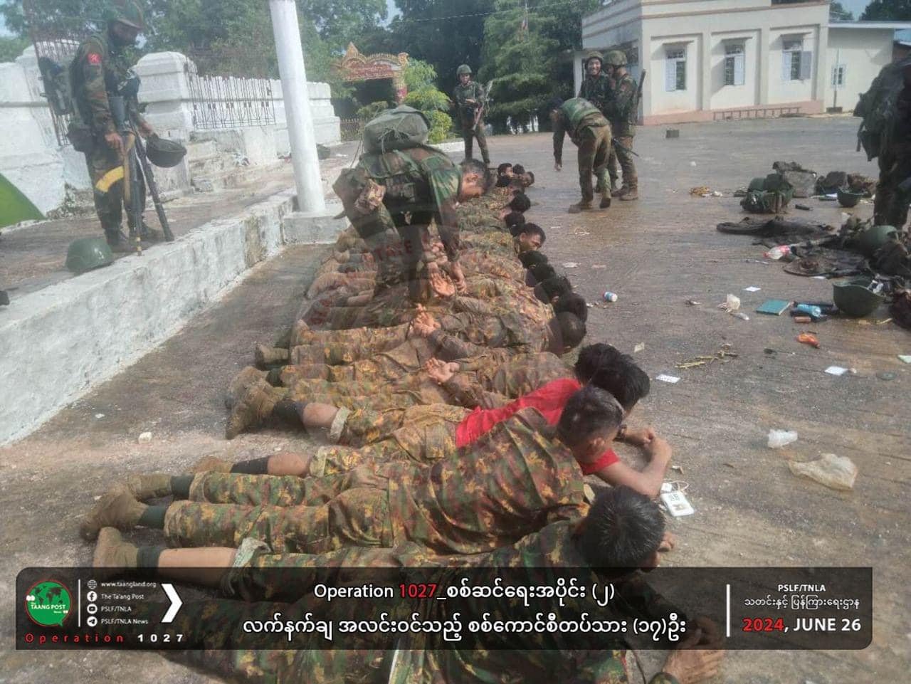 (စစ်ဆင်ရေးနှစ်ရက်အတွင်း မြို့နယ်ငါးခုမှ သိမ်းဆည်းရရှိသော လက်နက်ခဲယမ်းများနှင့် စစ်သုံ့ပန်းများ။ ဓာတ်ပုံ - TNLA)