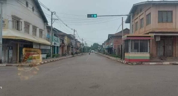 (မြို့သိမ်းတိုက်ပွဲဆင်နွှဲသည့် ဇွန်လ ၂၅ရက်က ကျောက်မဲမြို့မြင်ကွင်း။ ဓာတ်ပုံ - CJ)