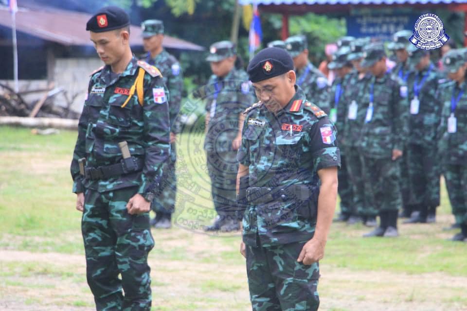 (ဇူလိုင် ၁၆ရက်တွင် ကျရောက်သော (၇၇) ကြိမ်မြောက် ကရင်အမျိုးသားကာကွယ်ရေး တပ်ဖွဲ့နေ့ အခမ်းအနား အား KNDO စစ်ဌာနချုပ် ၌ ကျင်းပနေစဉ်။ ဓာတ်ပုံ - ကေအဲန်ယူ)