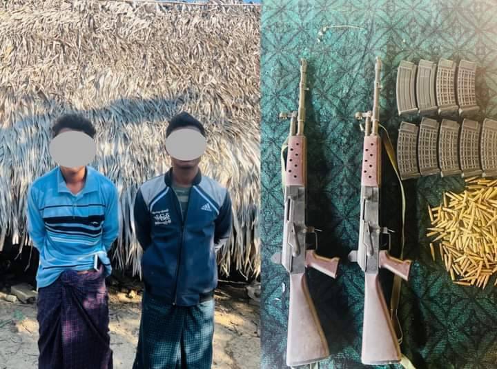 (ထွက်ပြေးလာသော စစ်ကောင်စီတပ်သား၂ဦးအား တွေ့ရစဥ်။ဓာတ်ပုံ-ရေစကြိုပကဖ)