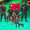 (စစ်ကောင်စီတပ်သား ကိုကျော်သက်ဦး၊ ၎င်းယူဆောင်လာသည့် လက်နက်ခဲယမ်းများနှင့် နွေဦးပြောက်ကျားတပ်ဖွဲ့မှရဲဘော်အချို့ကိုတွေ့ရစဥ်။ ဓာတ်ပုံ - NOGF)