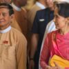 (နိုင်ငံ​တော်၏ အတိုင်ပင်ခံ ပုဂ္ဂိုလ် ၊ နိုင်ငံခြား​ရေးဝန်ကြီး ​ဒေါ်​အောင်ဆန်းစုကြည် နှင့် သမ္မတ ဦးဝင်းမြင့် ။ဓါတ်ပုံ-ရိုက်တာ)