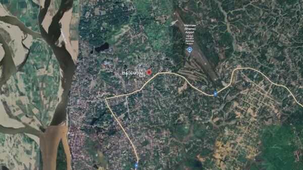 (ဗန်း​မော်မြို့ကို Google Earth တွင်​တွေ့ရပုံ)