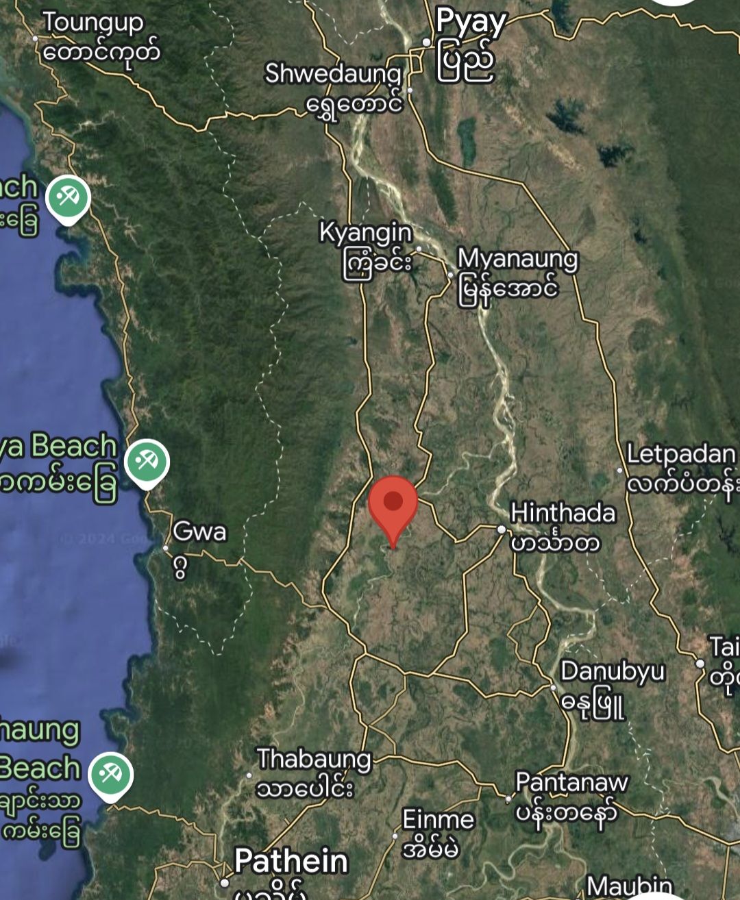 (​လေးမျက်နှာ အနီးဝန်းကျင်ကို Google Map တွင်​တွေ့ရမှု)