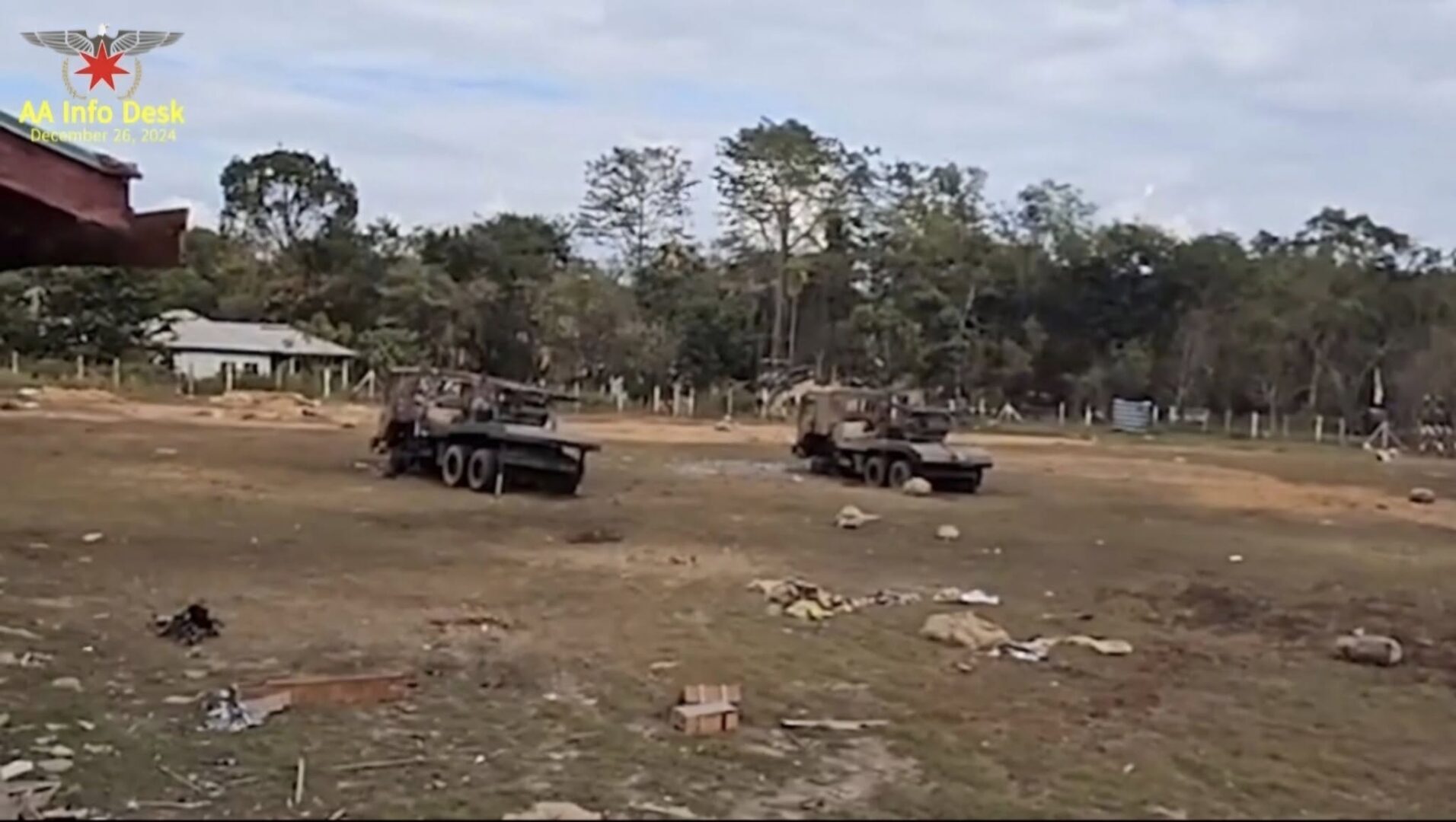 အတွဲလိုက်ပစ်ဒုံးစနစ်တင်ယာဥ် ၂စီးအပါအဝင် သိမ်းဆည်းရရှိသောလက်နက်ခဲယမ်းများ