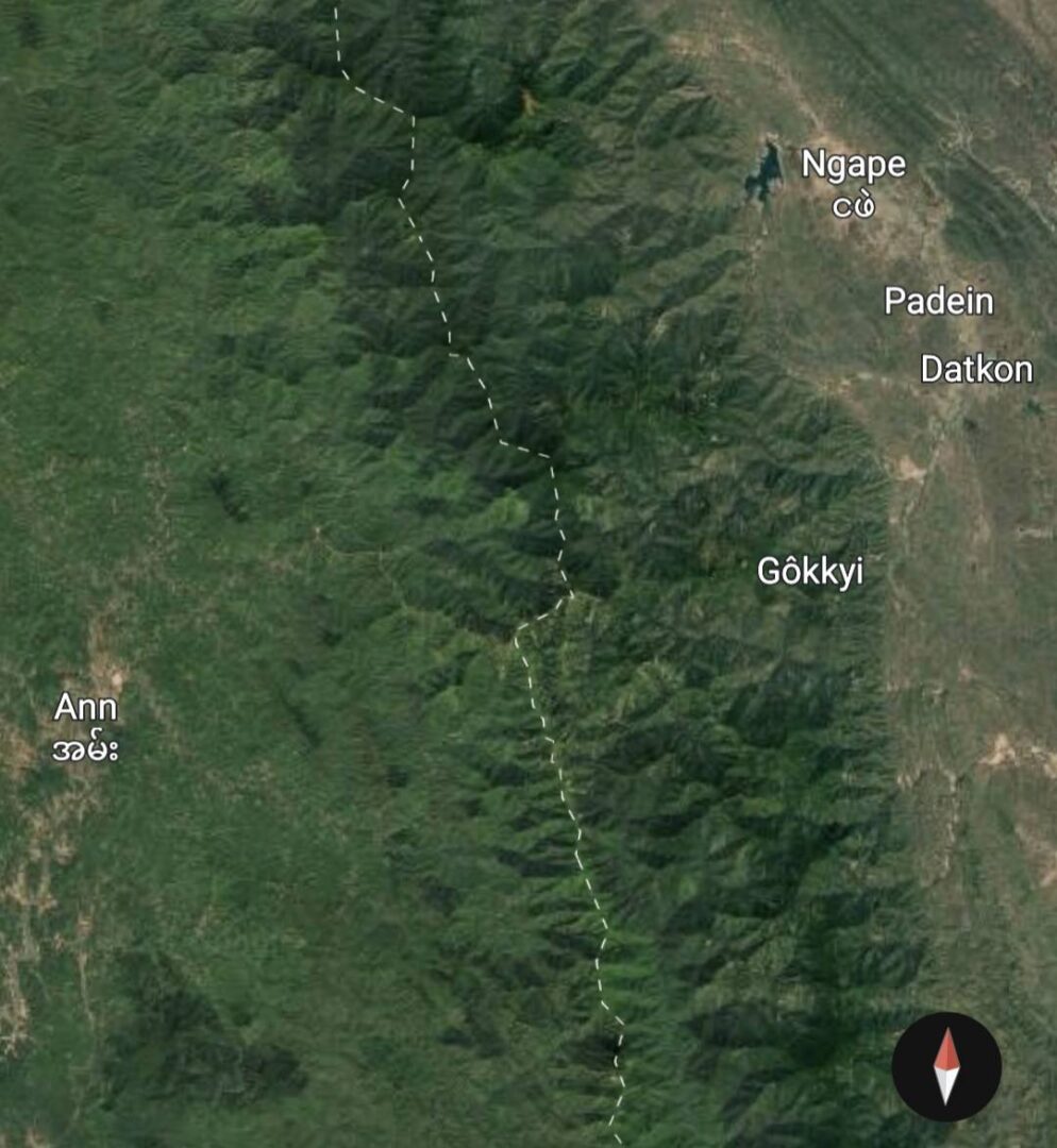 အမ်းနှင့် ပဒါန်းလမ်း အနီးဝန်းကျင်ကို Google Earth တွင်တွေ့ရမှု