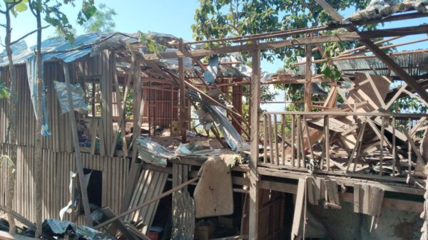 (ပအိုဝ်းအမျိုးသားလွတ်မြောက်ရေးအဖွဲ့ချုပ် PNLO/PNLA ဌာနချုပ်နေရာကို စစ်ကောင်စီက လေကြောင်းတိုက်ခိုက်အပြီး တွေ့ရစဉ်။ ဓာတ်ပုံ - PNLA)